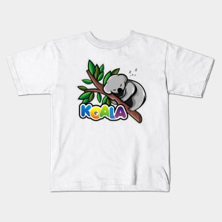 Koala Sleeping on a Tree Branch Kids T-Shirt